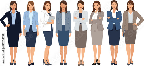 Diverse businesswomen collaborating in modern office setting, women leadership, professional teamwork, and corporate empowerment illustration,