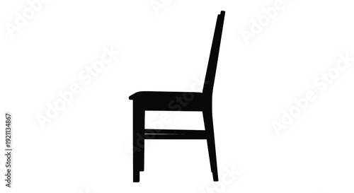 A minimalist depiction of a solitary chair rendered in stark black against a white background a silhouette