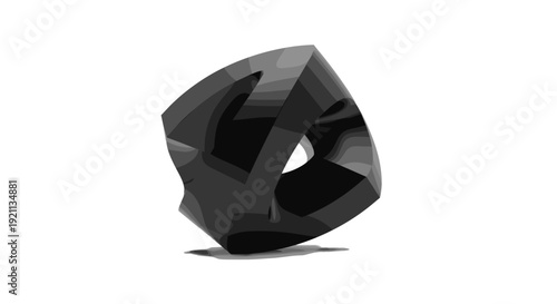 Black Geometric 3D Object with Facets 1.
