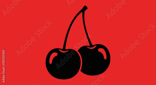 Two Cherries Connected by Stem.