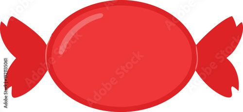 A vibrant flat design illustration of a single red wrapped candy high quality