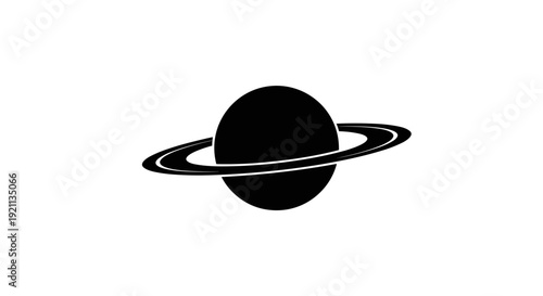 Black Planet with Ring System Illustration 1.