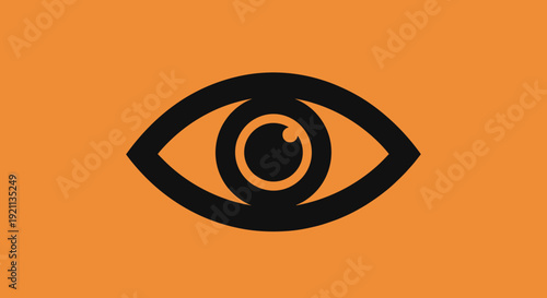 Black Eye Icon on Orange Background.