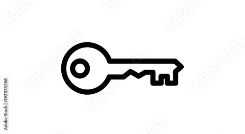 Simple Line Drawing of a Key.