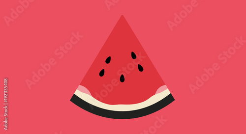 Watermelon Slice Illustration on Pink Background.
