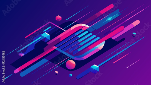 abstract futuristic neon geometric shapes dynamic vector illustration design