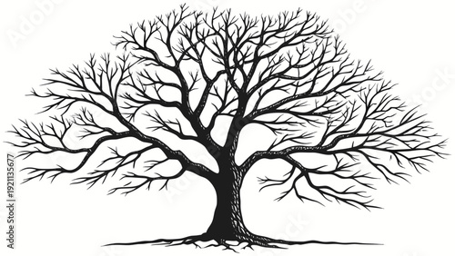 bare tree silhouette black and white vector illustration design and isolated on white background.