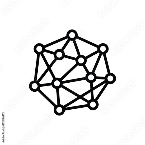 Decentralized Network Mesh Monoline Icon