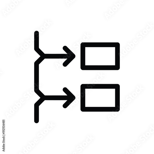 Flowchart Path Splitting Monoline Icon