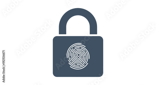 Secure digital access icon featuring a padlock and fingerprint scan, symbolizing biometric authentication for data privacy and cybersecurity protection