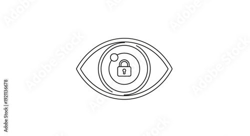 Eye with lock icon representing security, privacy, and vigilance - a symbol of watchful protection