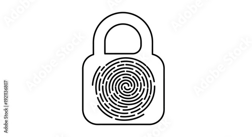 Digital security concept with a padlock and fingerprint for biometric identification, illustrating data privacy and secure access and protected information