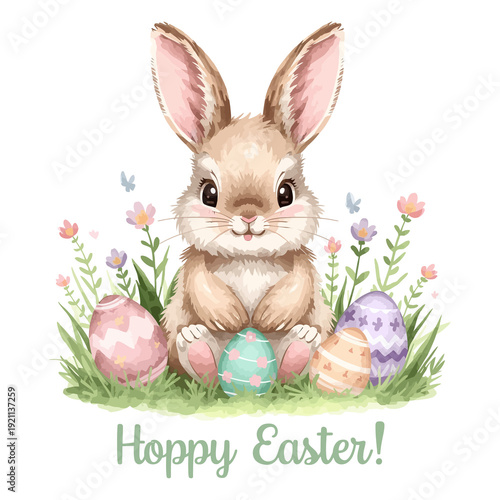 Happy Easter, wish card, and T-shirt design. 