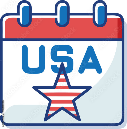 A colorful calendar icon displays the letters usa and a red star