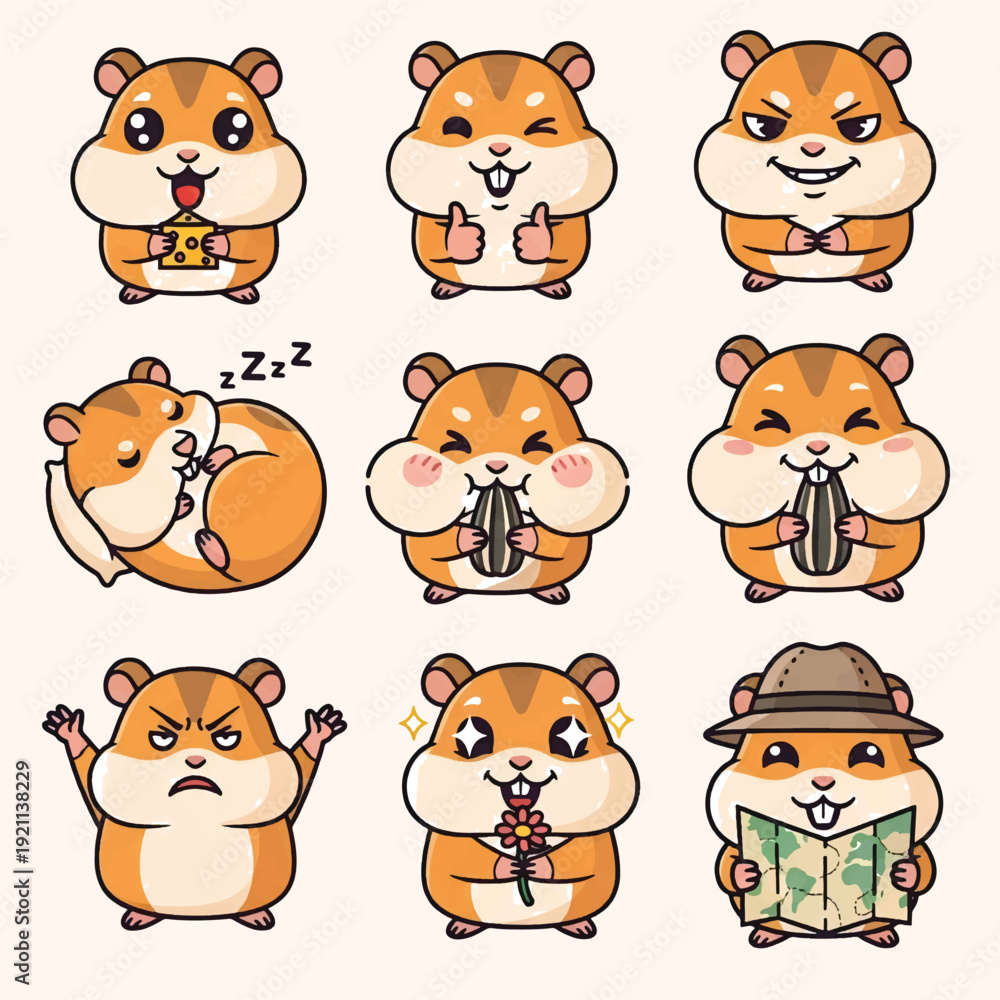 Obraz premium Cute and funny cartoon animal vector set featuring squirell in a playful comic style