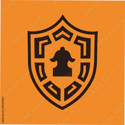Vector shield icon with chess piece