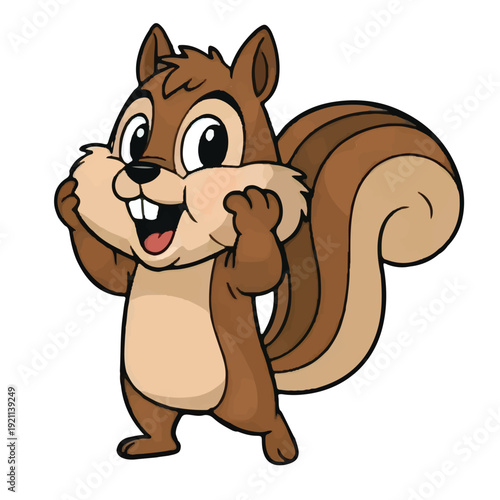 Happy cute brown squirrel cartoon smiling in nature vector illustration