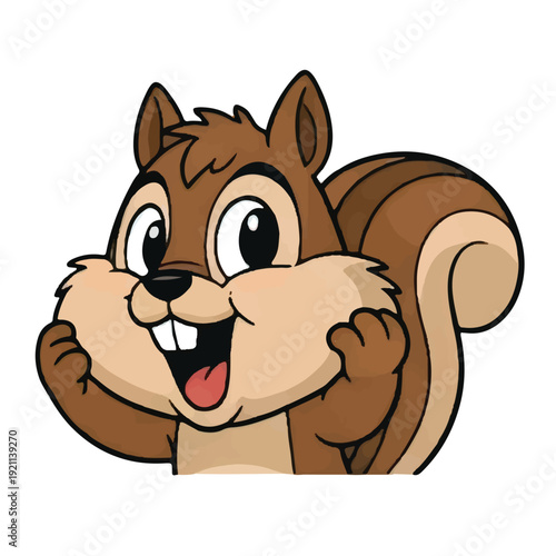 Happy cute brown squirrel cartoon smiling in nature vector illustration