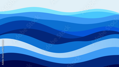 A mesmerizing depiction of deep blue ocean waves in varying shades and patterns Vector