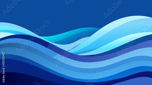 A mesmerizing abstract depiction of deep blue ocean waves in motion. Vector