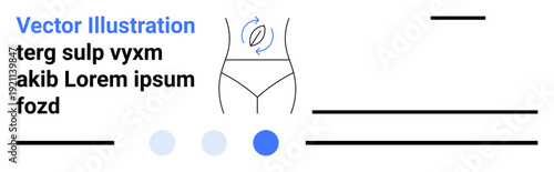 Female waist with minimal design, arrow suggesting digestion or waistline. Ideal for wellness, health awareness, fitness, diet, body positivity, science, simple landing page