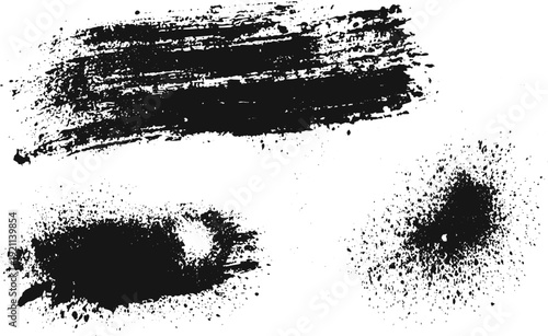 Ink Splash and Brush Stroke Collection with Grunge Smears and Paint Stains, High Quality Manually Traced Vector Elements Isolated for Creative Design.