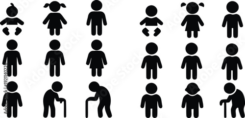 Human silhouettes representing different ages and genders