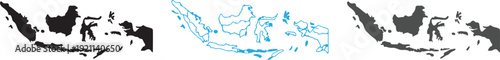 Indonesia Map Silhouette Collection: Highly Detailed Vector Outlines and Contoured Administrative Borders of the Indonesian Archipelago