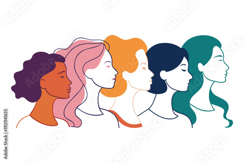 A set of girls featuring fashion vector illustrations of a woman with glamour hairstyles and beauty art design for a stylish model person