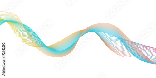Abstract multi colored wave background with flowing linear gradient patterns and dynamic motion on white background