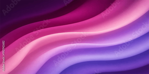 Smooth flowing waves of purple and pink silk fabric create a luxury abstract background with soft satin textures and violet curves for a light textile wallpaper design