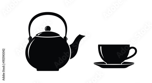 Black teapot and teacup arrangement a striking graphic silhouette