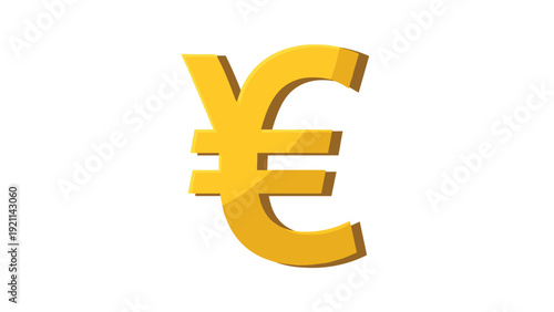 Golden 3D combined currency symbol featuring elements of both Japanese Yen and European Euro on plain white background for finance concepts.