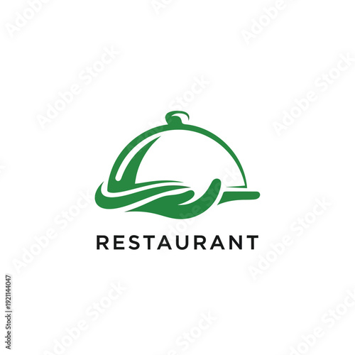 Restaurant Logo Emblem Featuring Serving Dish Illustration