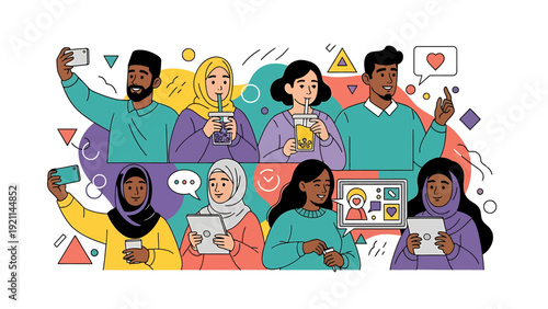 Diverse Group of People Using Mobile Devices.