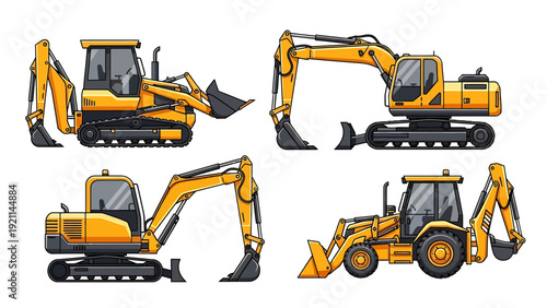 Heavy Machinery Excavators and Backhoe Loaders.