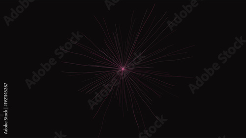 Flow lines of glowing fiber optics radiating from a central point, creating a dynamic, abstract pattern against a dark background, with vibrant red and white light trails