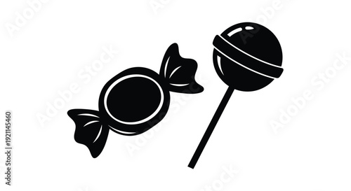 Two black candies depicted in a striking silhouette