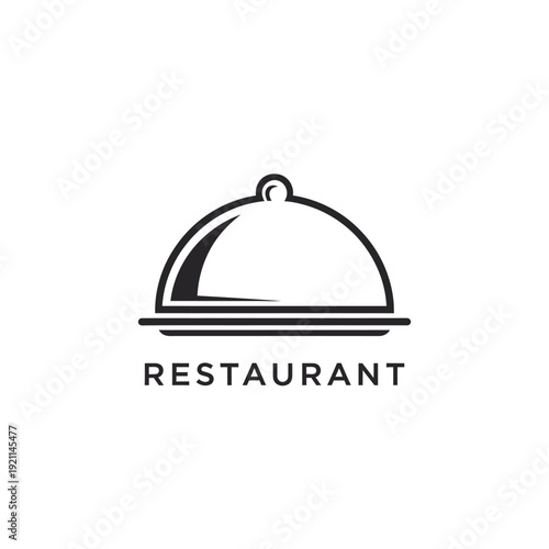 Simple Restaurant Logo Featuring a Serving Dish Icon