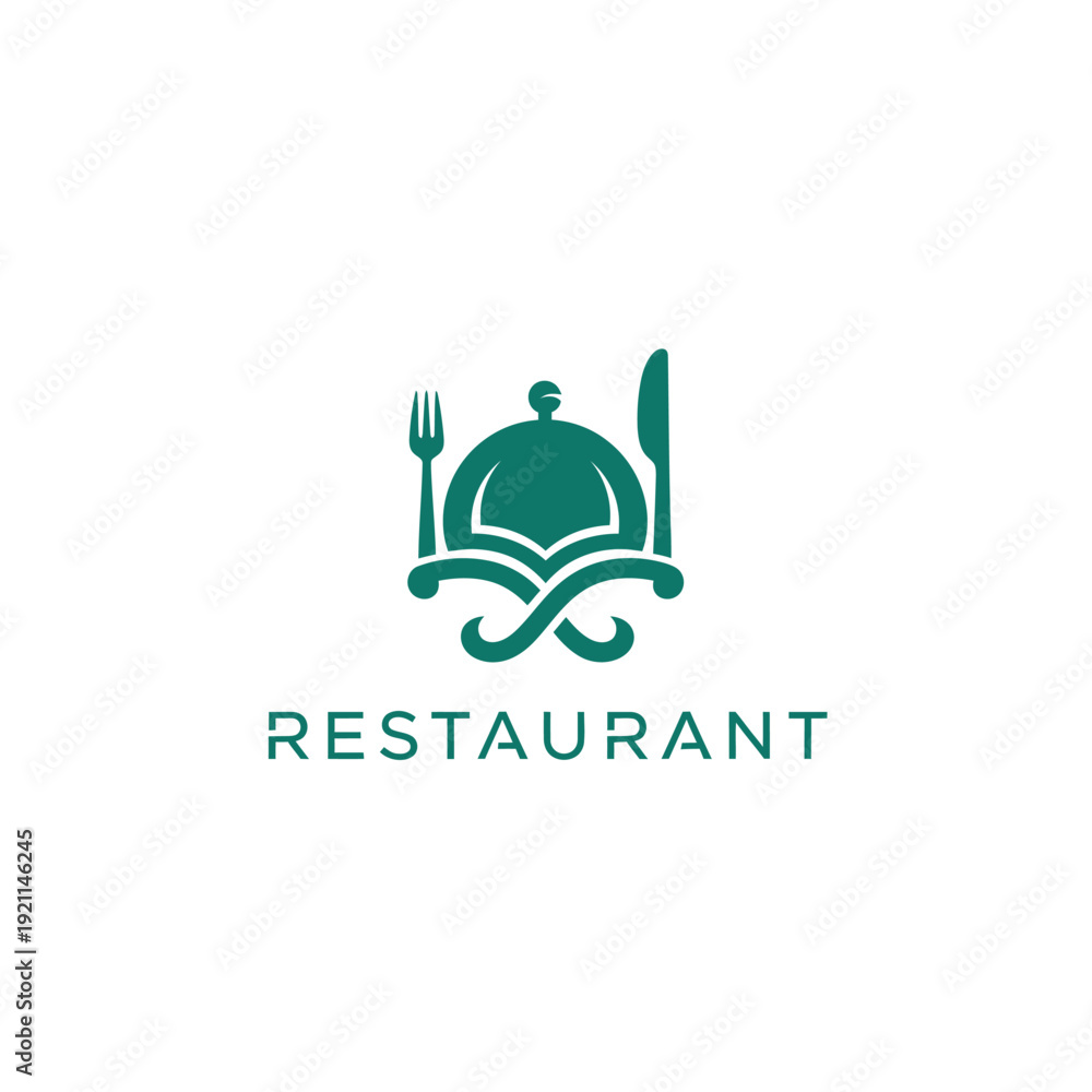 Fototapeta premium Restaurant emblem featuring culinary symbols and dining elements in a stylized illustration