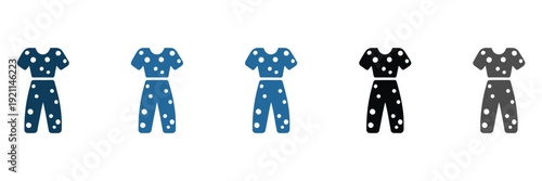  modern sleep and bedtime clothing symbol pack in clean line and solid variations, editable scalable graphics