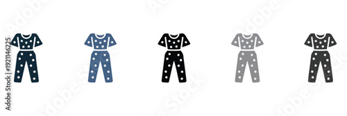 comfortable sleepwear symbol collection in flat and outline styles, nightwear pictogram set including pajama top
