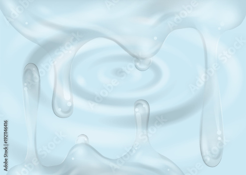 Glossy Blue Water Drips and Ripple Waves Abstract Background