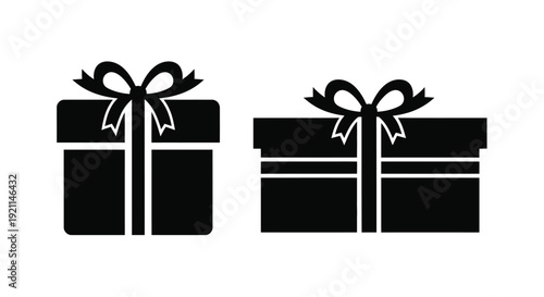 Two black gift boxes with ribbons a striking silhouette