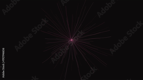 Flow lines pattern with glowing red light trails radiating from a central point, creating a dynamic, abstract fiber optic effect on a dark background