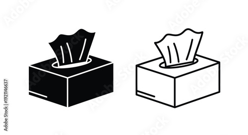 Two tissue box illustrations in contrasting styles a bold silhouette