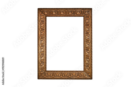 Antique gilded mirror or picture wooden frame isolated on the white background