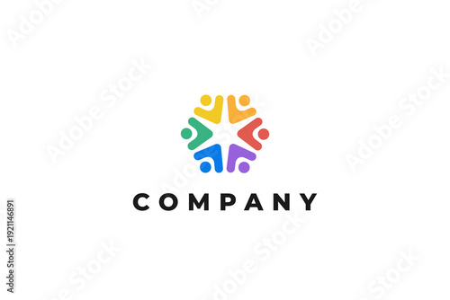colorful community diverse people circle logo