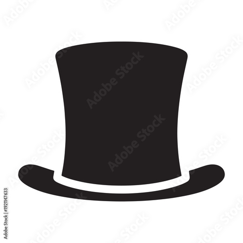 Black top hat icon isolated on transparent background
