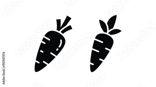 Two black carrot shapes stand out as a striking silhouette